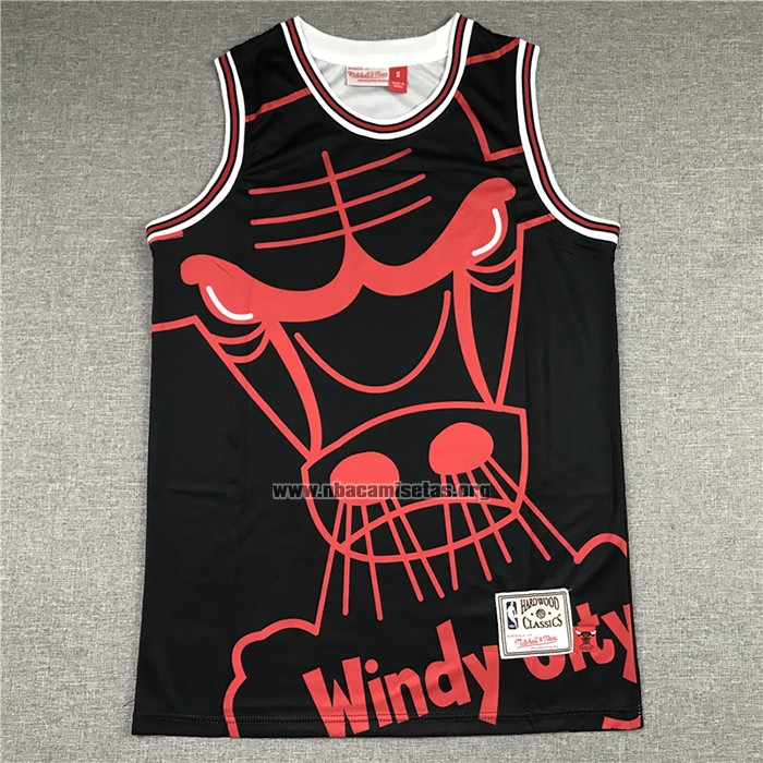 Camiseta Chicago Bulls Michael Jordan NO 23 Mitchell & Ness Big Face Negro
